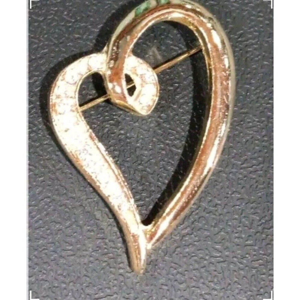 Vintage Clear Rhinestone Heart Shaped Women's Lapel Pin